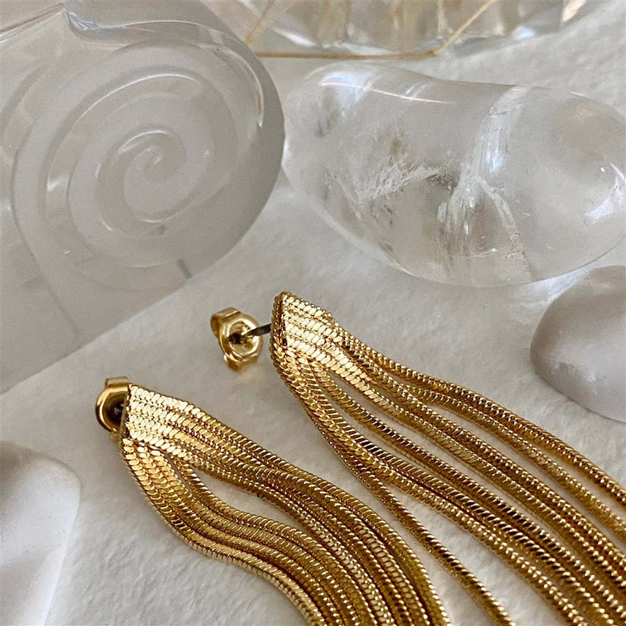 "Sentinel" Cascading Multi-Chain Drop Stud Earrings