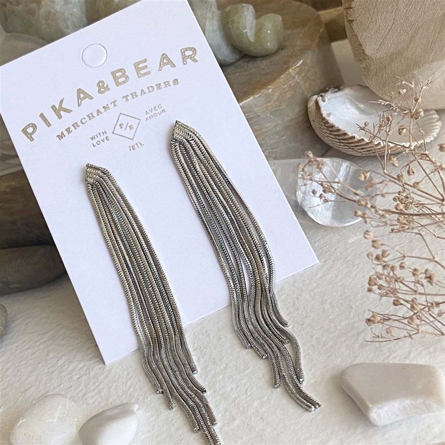 "Sentinel" Cascading Multi-Chain Drop Stud Earrings