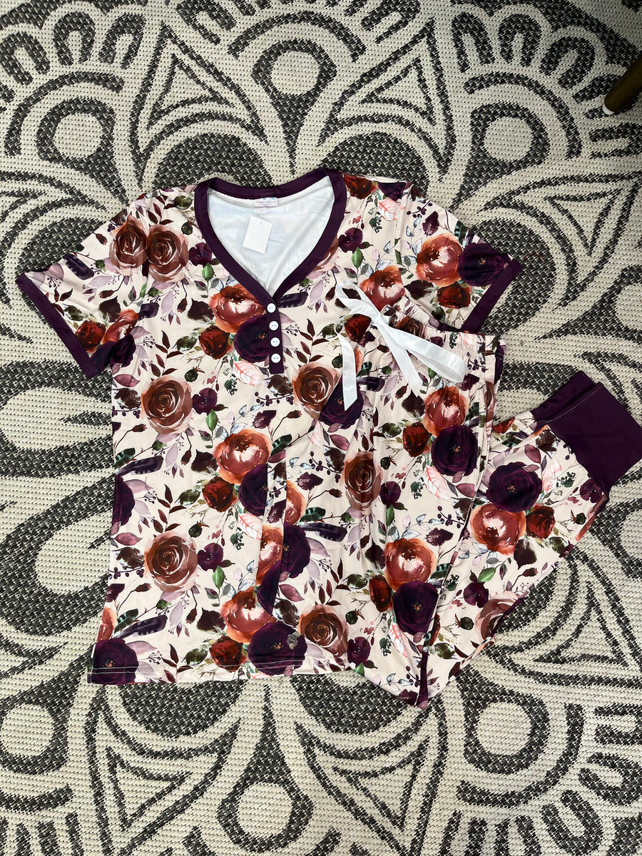 Shirley & Stone Plum Floral PJ’s