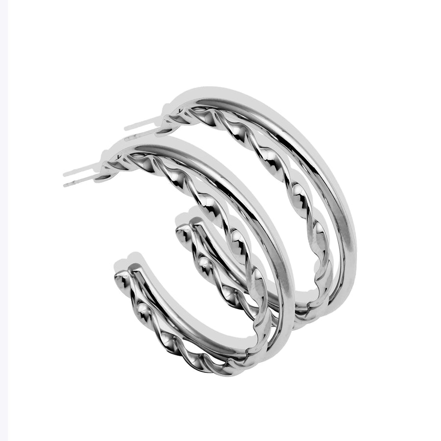 ESME Double Stacked Silver Hoop