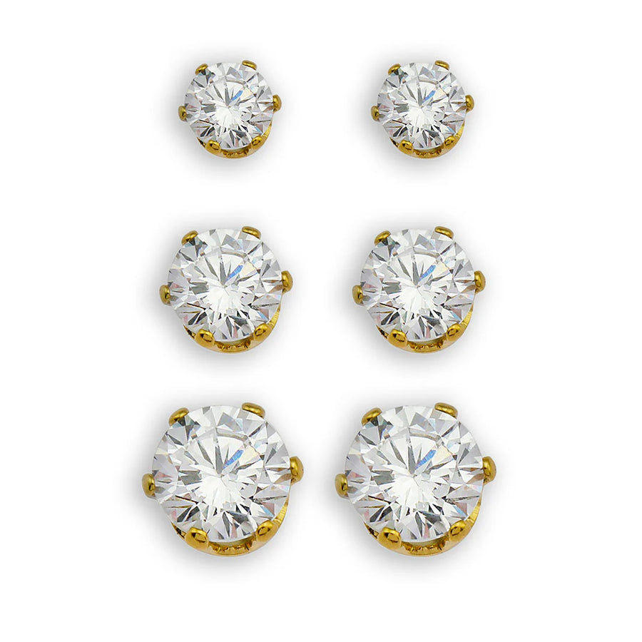 Reign 3 pair Zirconia Stud Set