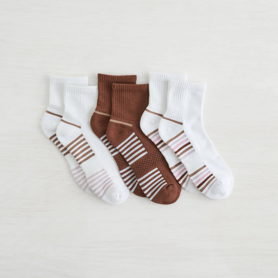 Powder Stripe Qtr Crew Sock