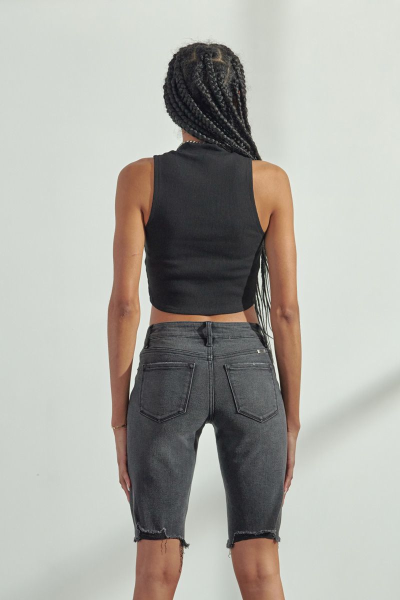 Mid rise black Jean shorts